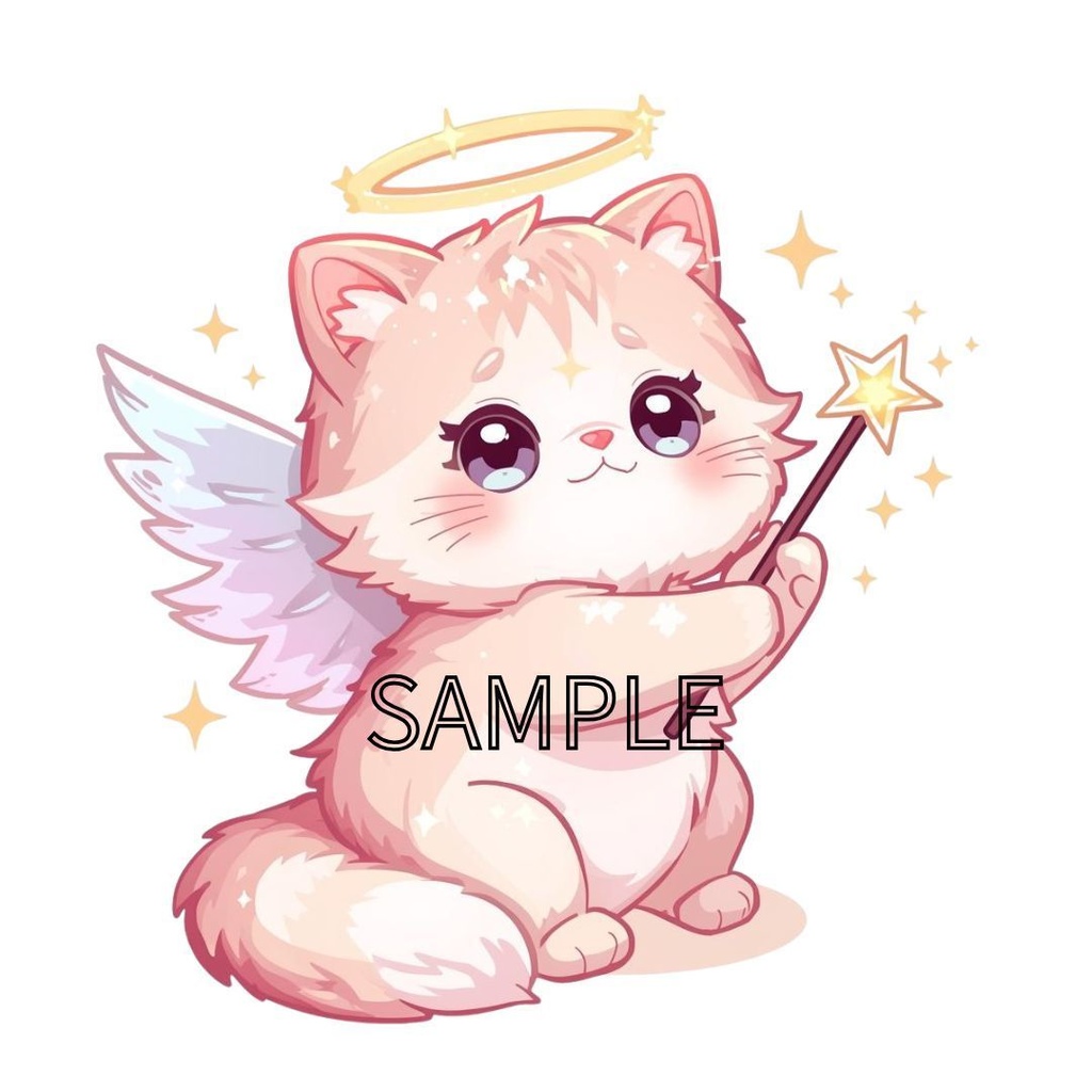 【商用利用可】ゆめかわいい天使の猫クリップアート10点セット(PNG背景透過)