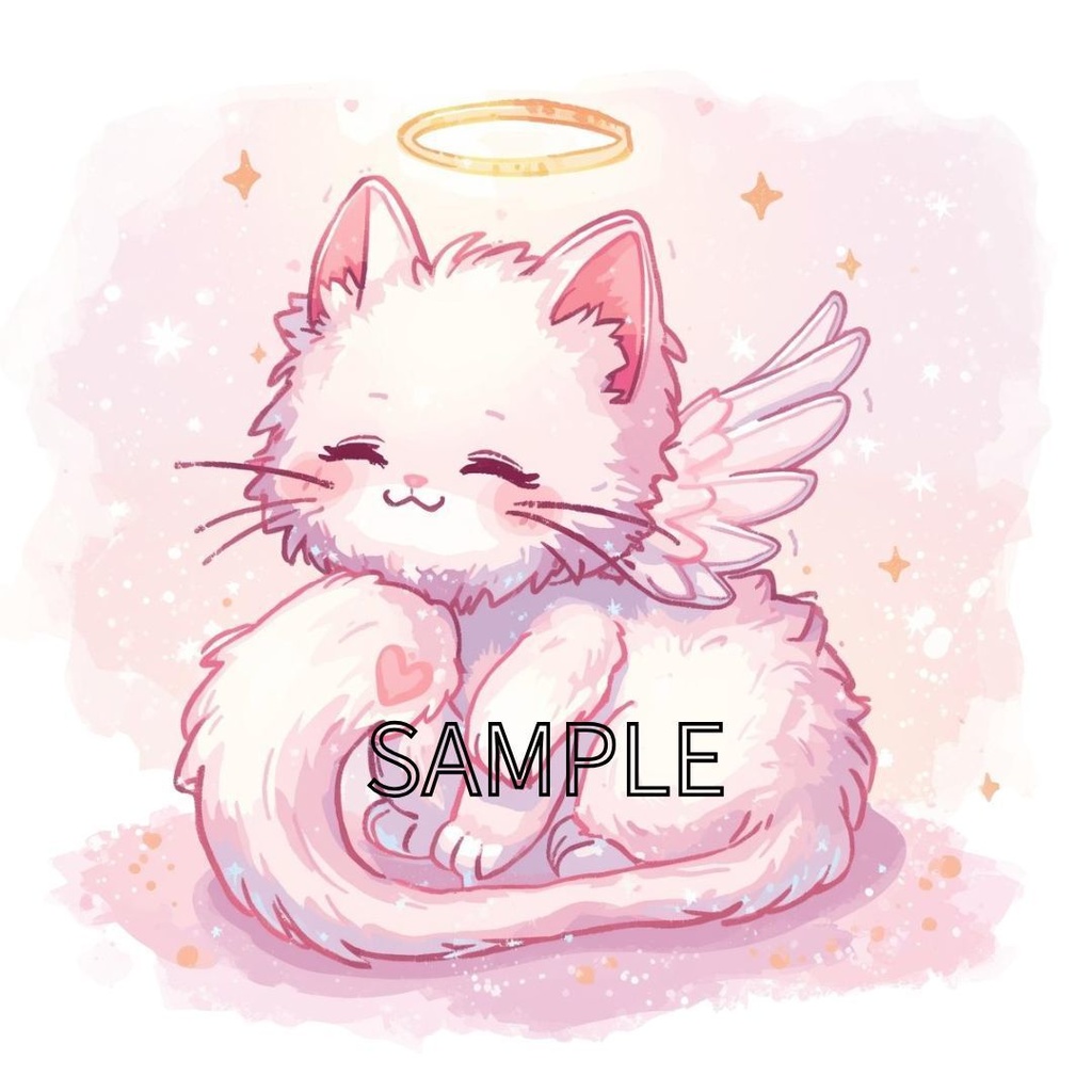 【商用利用可】ゆめかわいい天使の猫クリップアート10点セット(PNG背景透過)