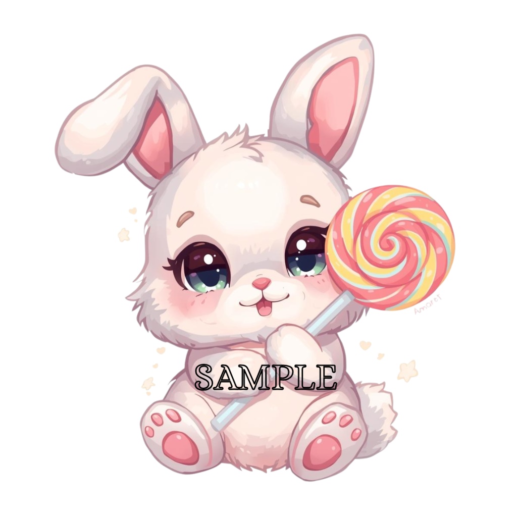 【商用利用可】ファンシーかわいいうさぎクリップアート10点セット(PNG背景透過)