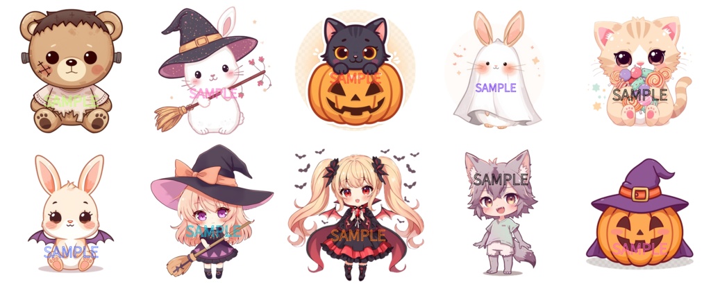 Cute Halloween Clipart Set (Commercial Use / Transparent PNG)
