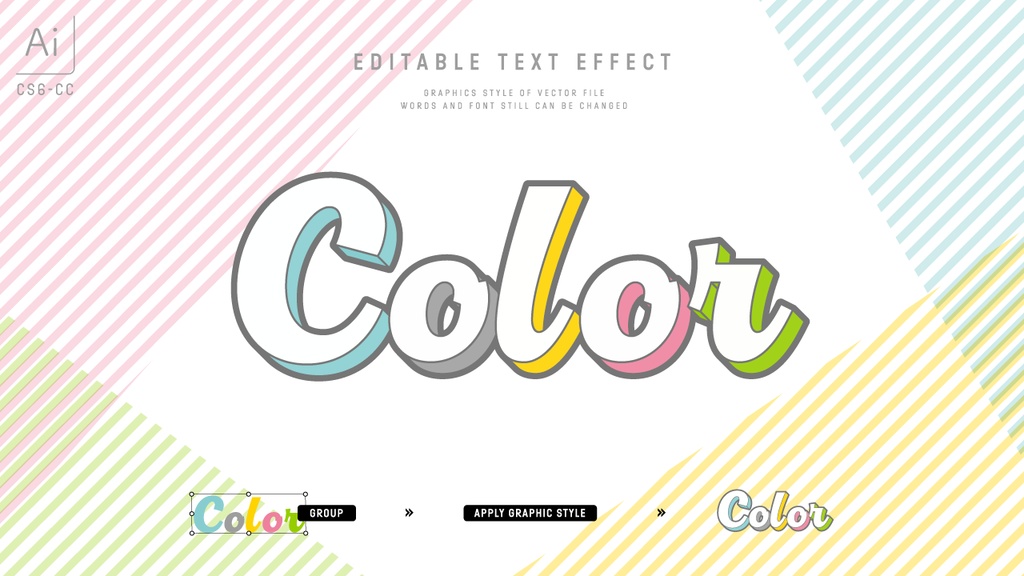 カラフル元気なキッズデザイングラフィックスタイル25セット / Adobe Illustrator