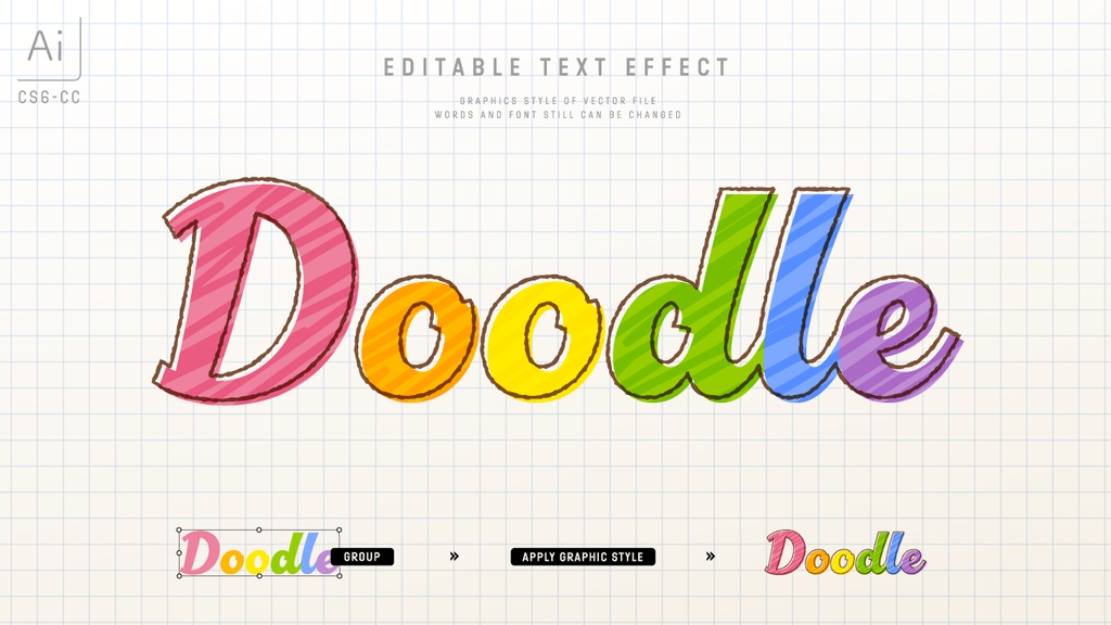 カラフル元気なキッズデザイングラフィックスタイル25セット / Adobe Illustrator