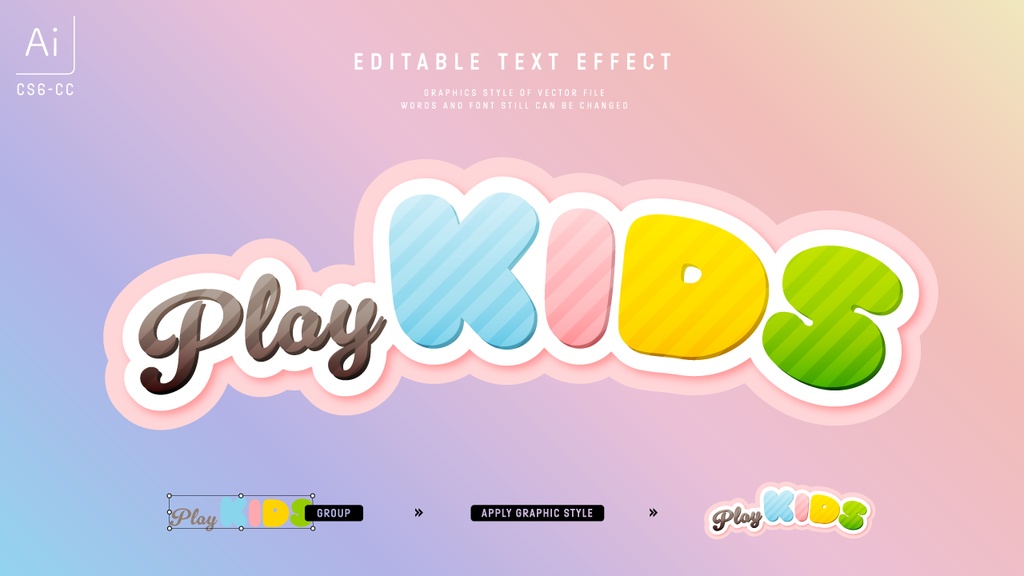 カラフル元気なキッズデザイングラフィックスタイル25セット / Adobe Illustrator