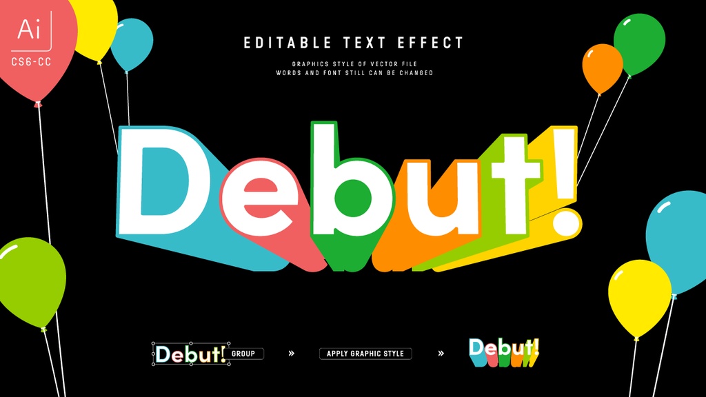 カラフル元気なキッズデザイングラフィックスタイル25セット / Adobe Illustrator