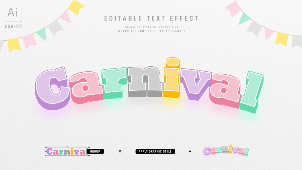 カラフル元気なキッズデザイングラフィックスタイル25セット / Adobe Illustrator