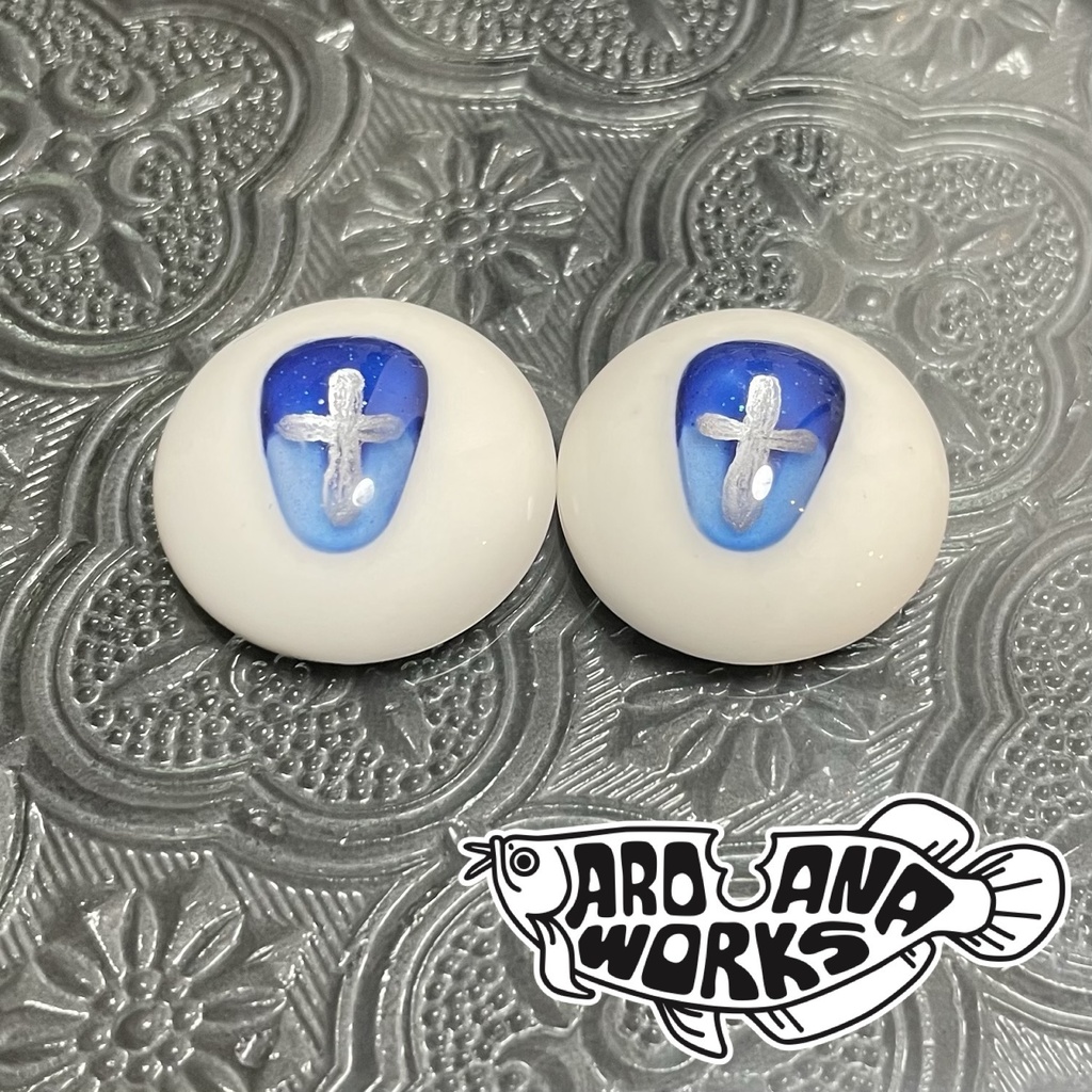 闇夜で輝く十字架アイ typeB ブルー 14mm/16mm/18mm/20mm/22mm
