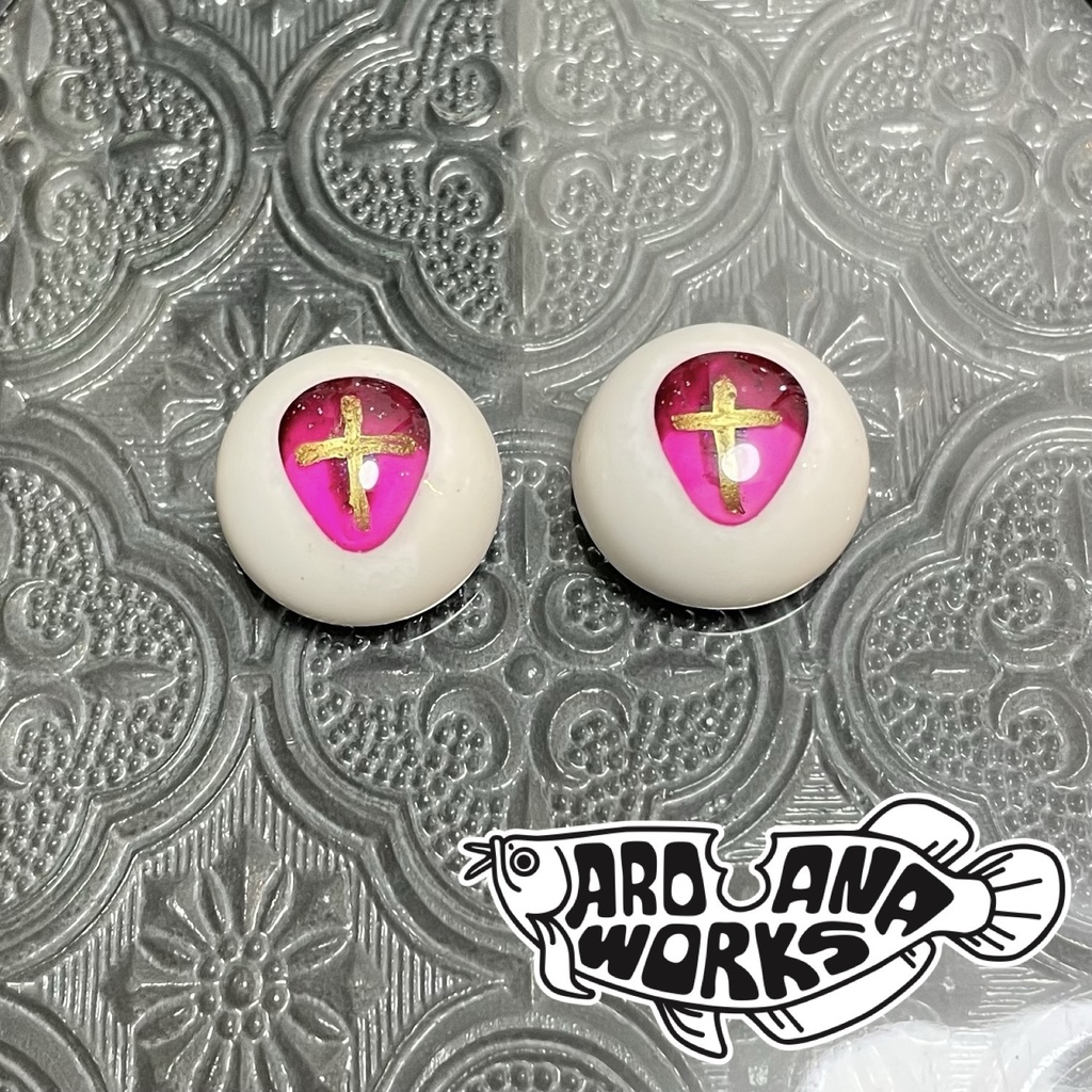 闇夜で輝く十字架アイ typeA ピンク 10mm/12mm/14mm/16mm/18mm