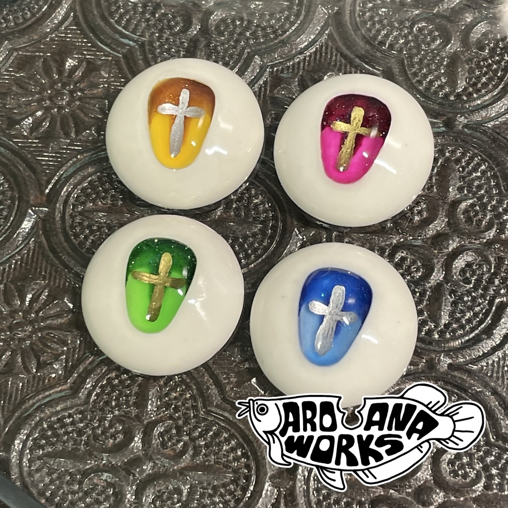 闇夜で輝く十字架アイ typeA ピンク 10mm/12mm/14mm/16mm/18mm