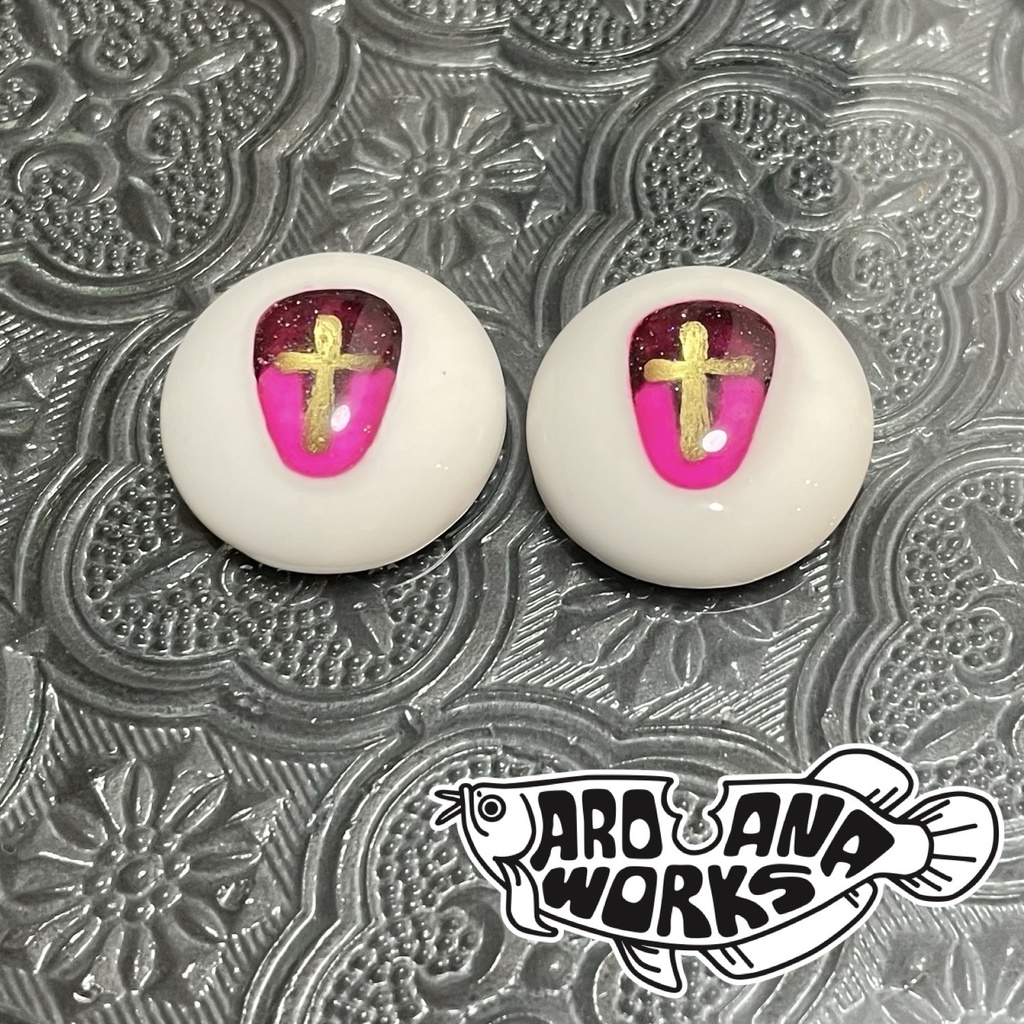 闇夜で輝く十字架アイ typeB ピンク 14mm/16mm/18mm/20mm/22mm