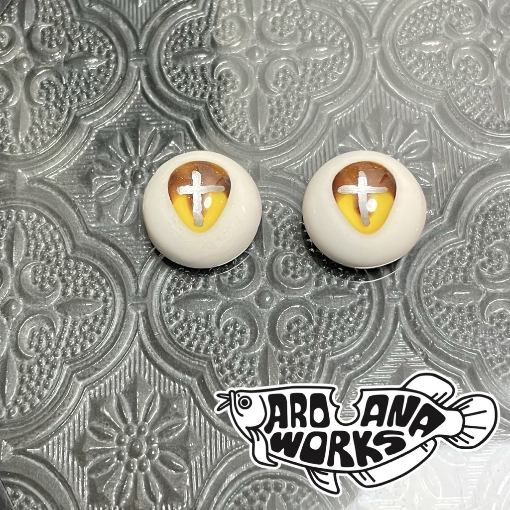 闇夜で輝く十字架アイ typeA オレンジ 10mm/12mm/14mm/16mm/18mm