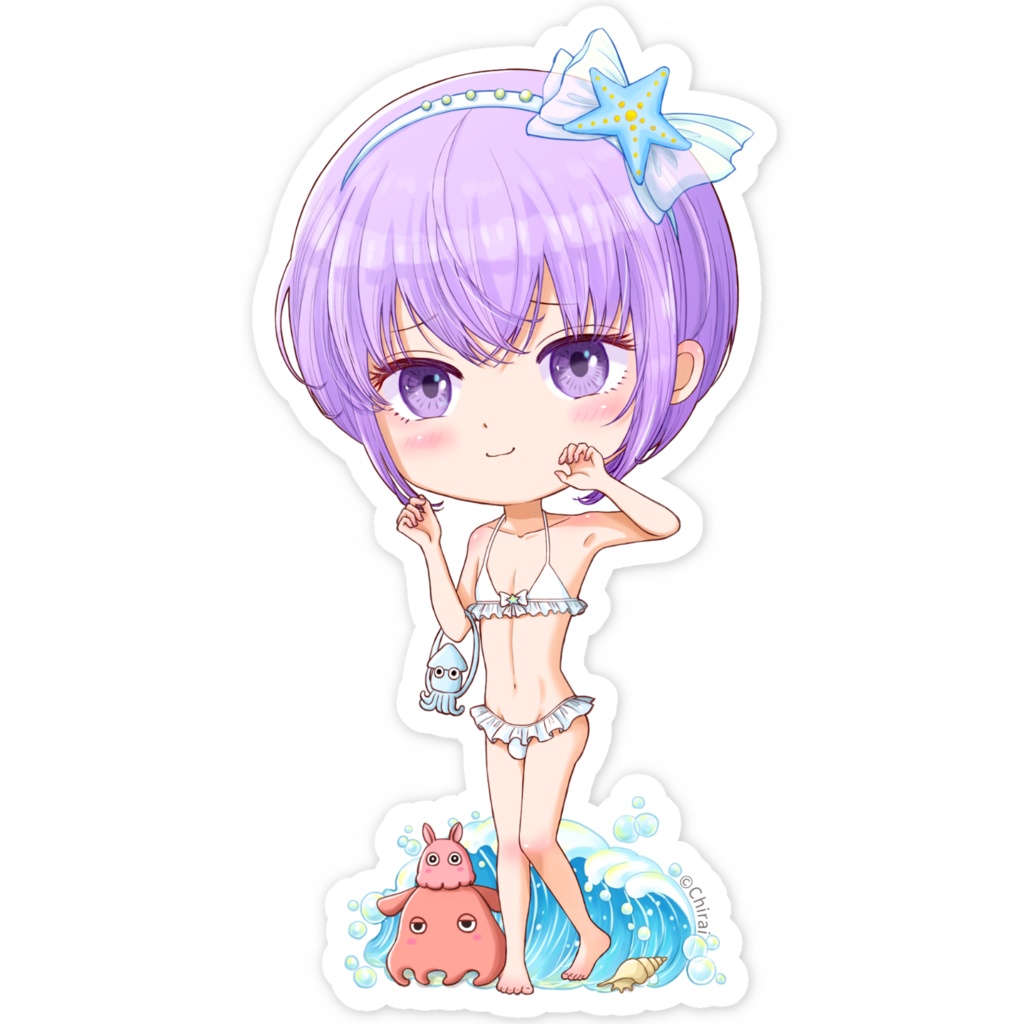 【女装男子】 すみれくん 水着ちびキャラ スマホステッカー