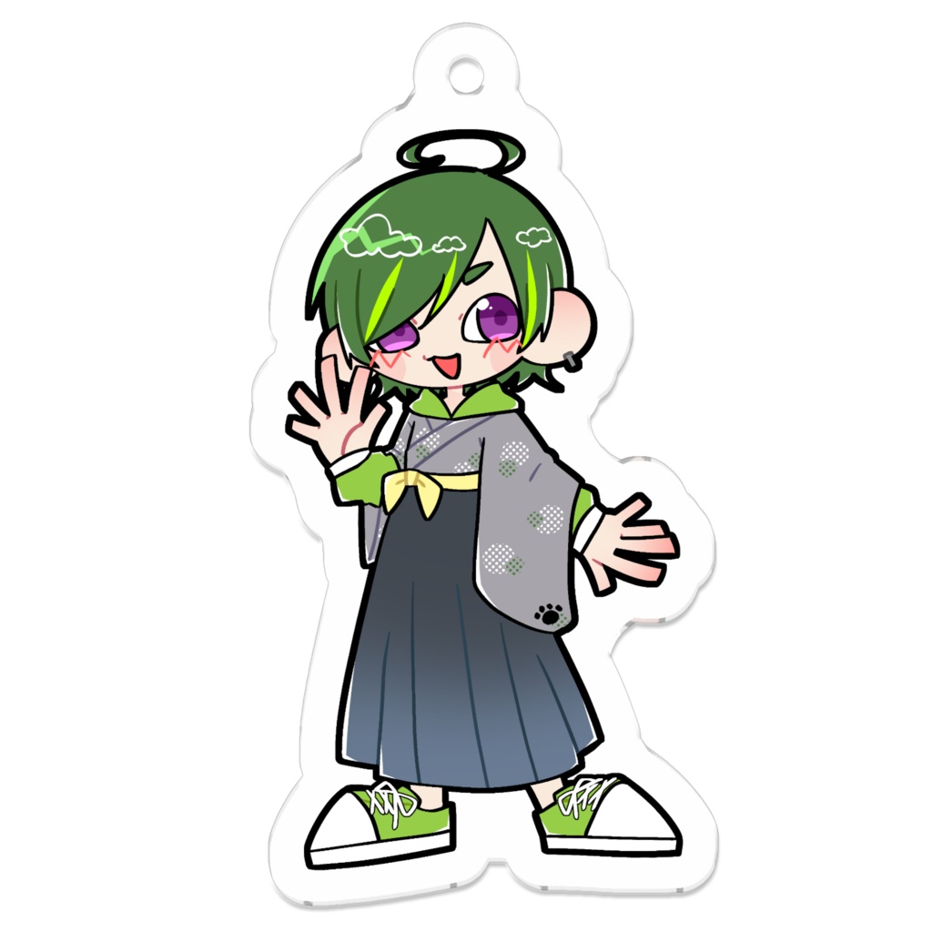 りょくちゃまるアクリルキーホルダー(カートゥーン風)