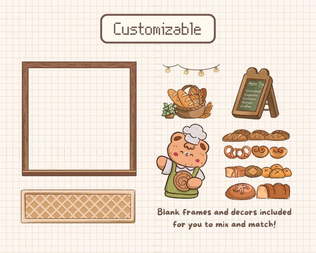 Stream Layout Cute Bear Chef Cafe Shop | Stream Panels | Stream Backgrounds | Static & Animated | ストリームレイアウトかわいいクマのシェフカフェショップ | ストリームパネル | ストリームの背景 |静的およびアニメーション |