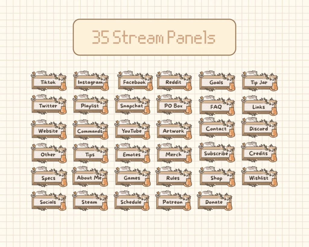 Cozy Cat Stream Overlay Package | Stream Panels | Stream Backgrounds Assets | Twitch & YouTube | Static & Animated | コージー キャット ストリーム オーバーレイ パッケージ |ストリームパネル | ストリームの背景 | 静的およびアニメーション |