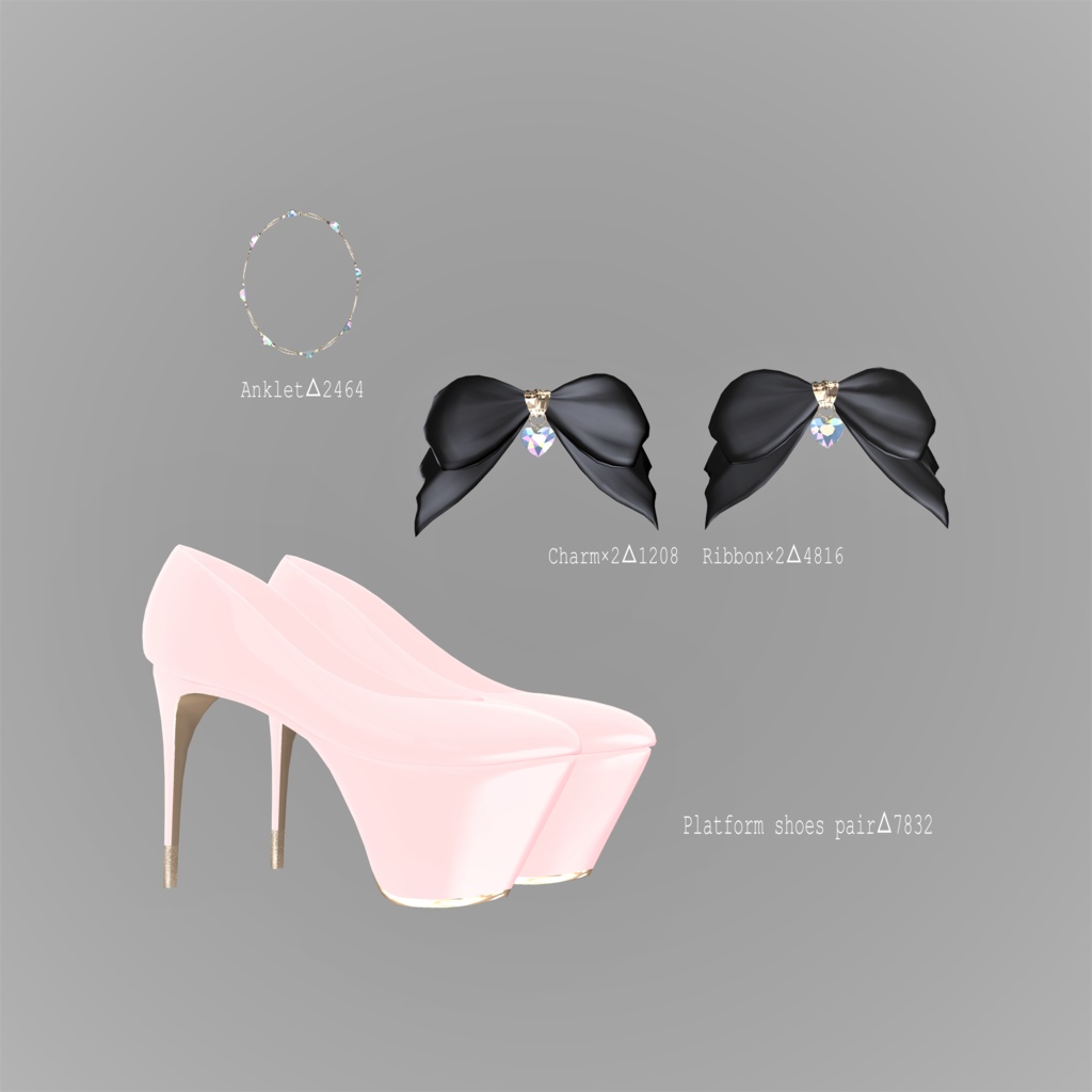 Platform shoes & anklet Set 7アバター対応