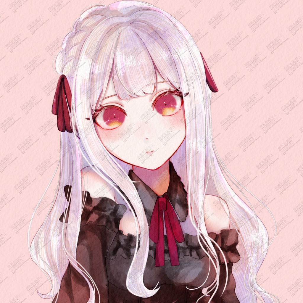 ┆フリーアイコン┆全8種類┆汎用┆白&黒髪ロング┆少女┆
