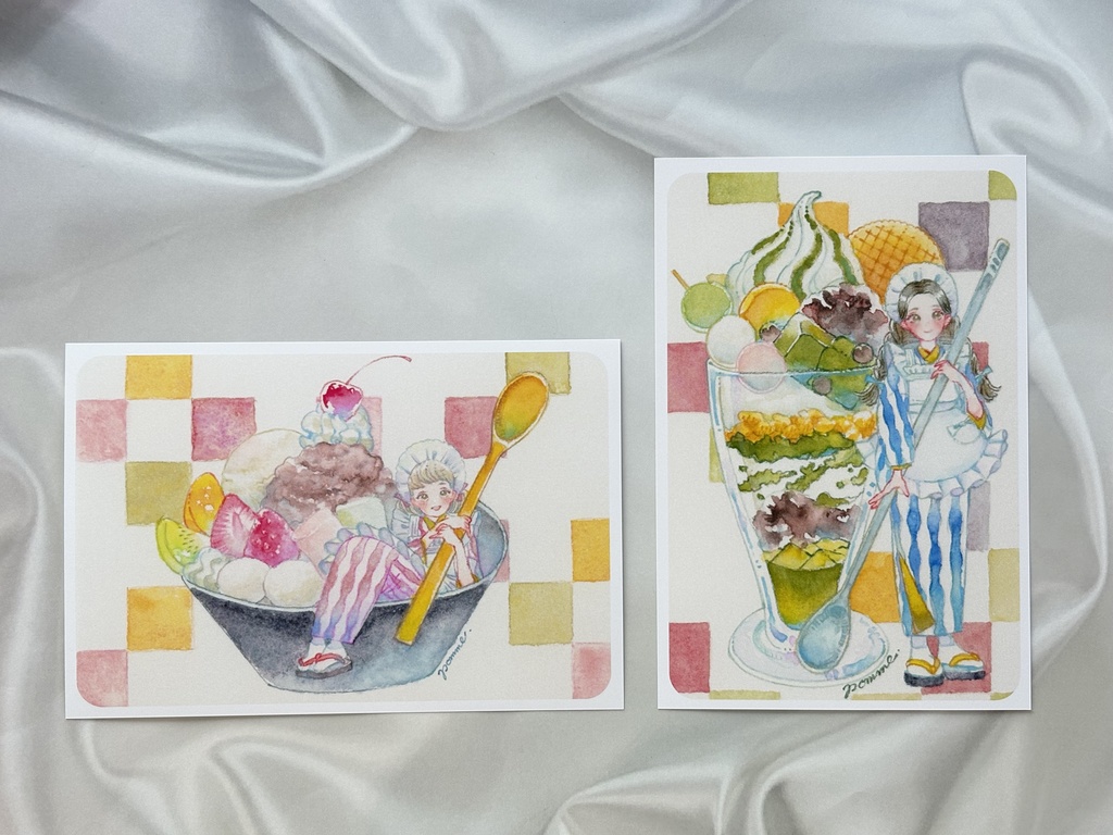 new【ポストカードセット】和菓子にほころぶ