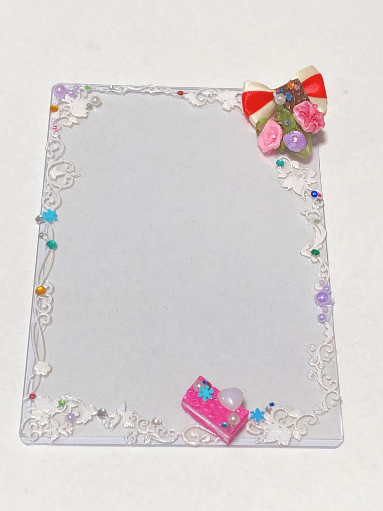 デコレーションIDケース 薔薇＆リボン(レッド)