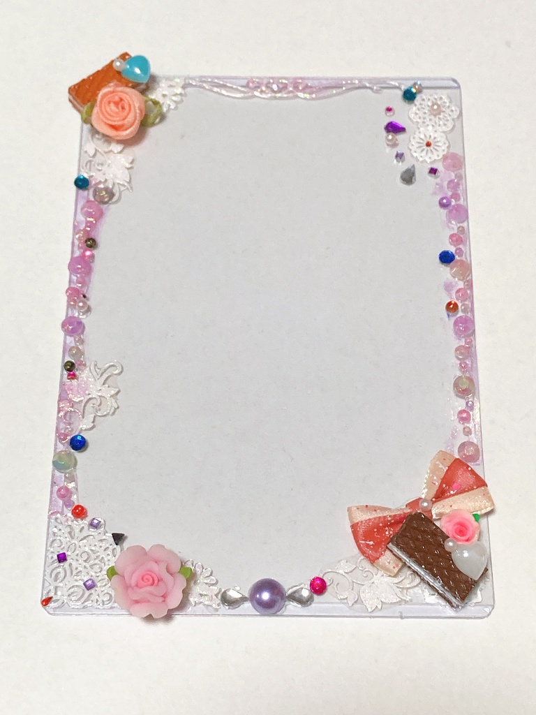 デコレーションIDケース  リボンチョコ＆薔薇(ピンク)