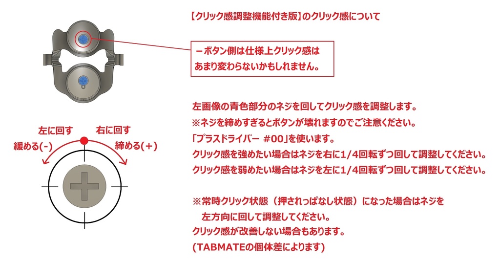 TABMATE(タブメイト)用+-ボタン交換パーツ