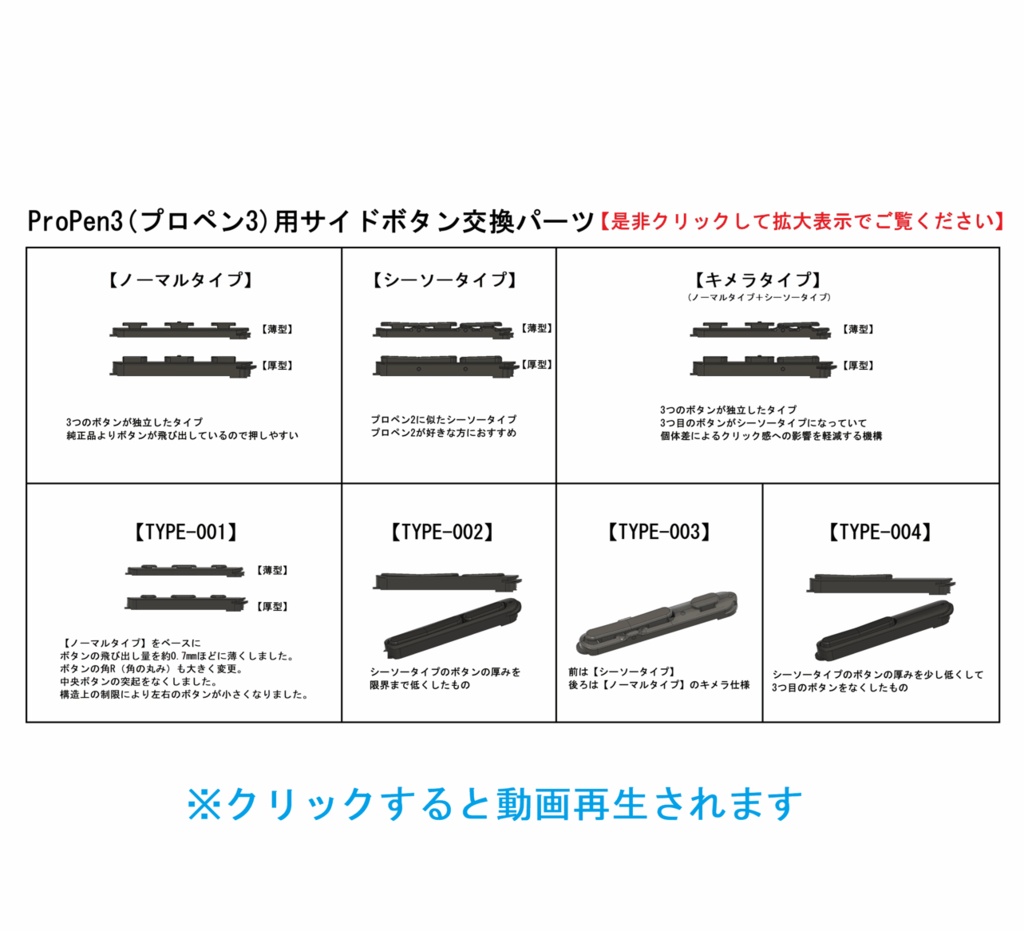 ProPen3(プロペン3)用サイドボタン交換パーツ(金属芯で丈夫)
