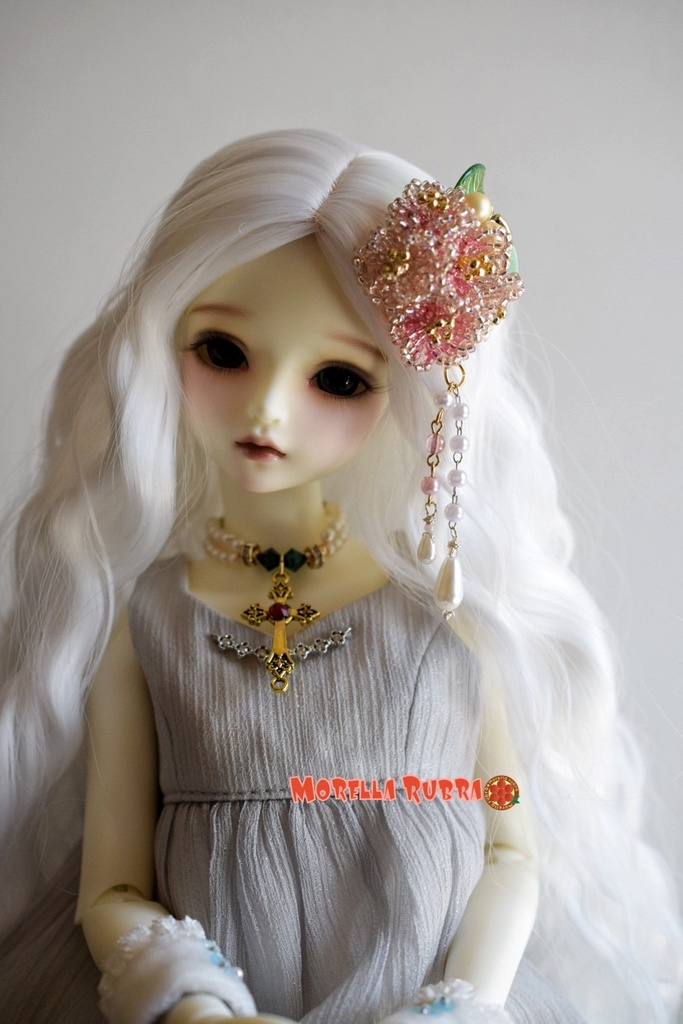 桜のヘアクリップ(脱着式チェーンパール付)