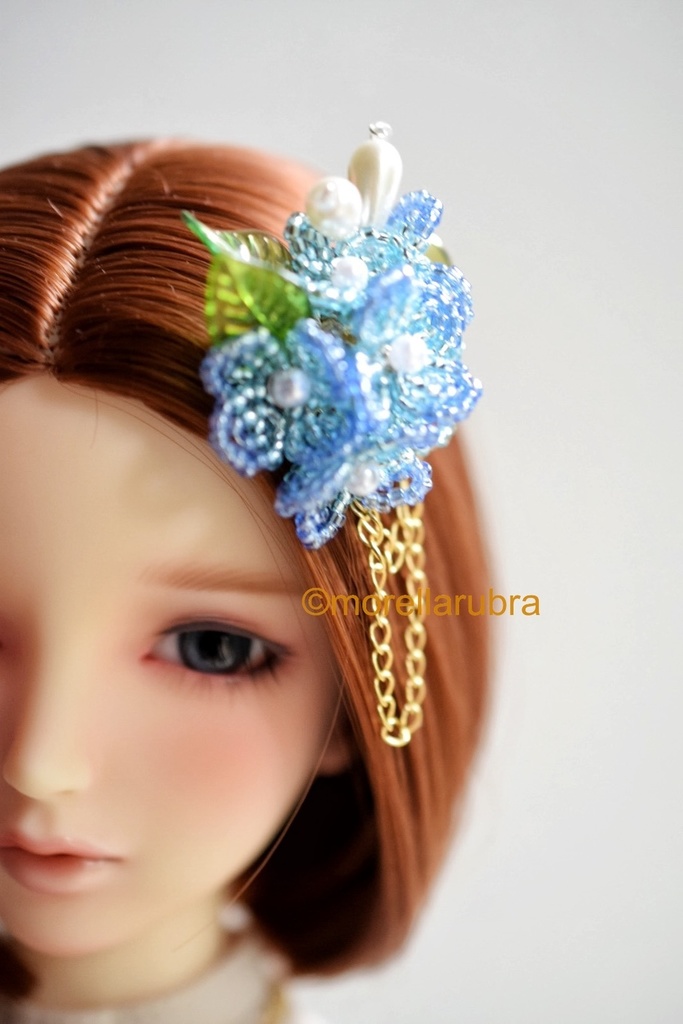 紫陽花のヘアクリップ+ネックレスセット