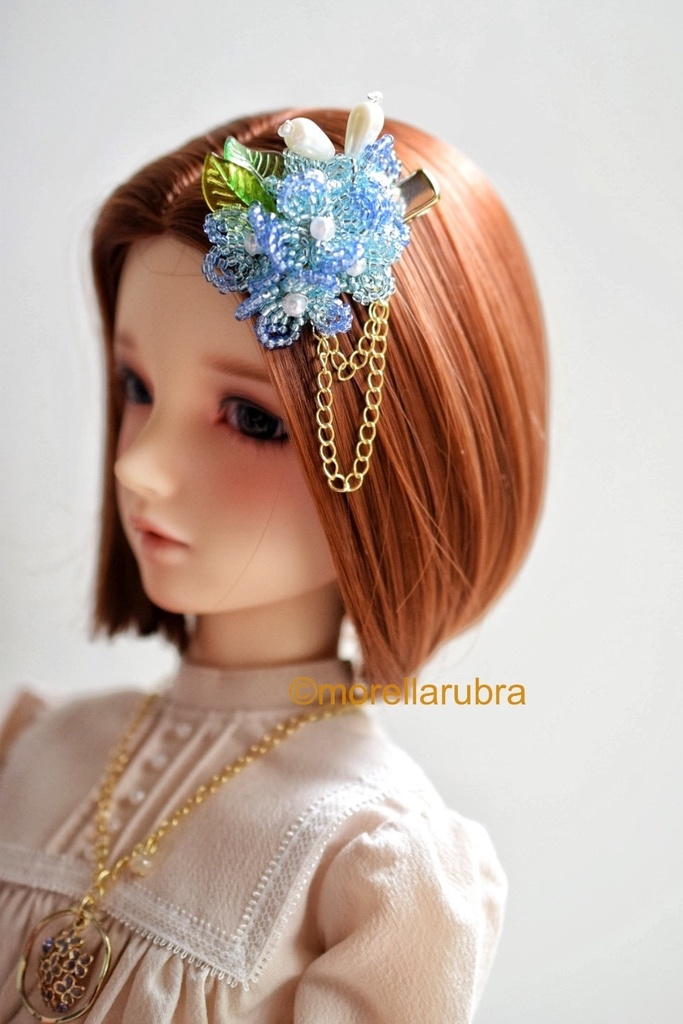 紫陽花のヘアクリップ+ネックレスセット