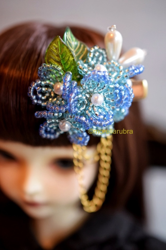 紫陽花のヘアクリップ+ネックレスセット
