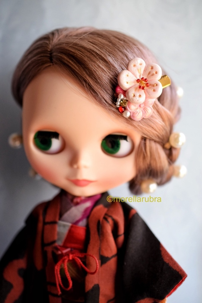 梅のヘアクリップ(薄桃)