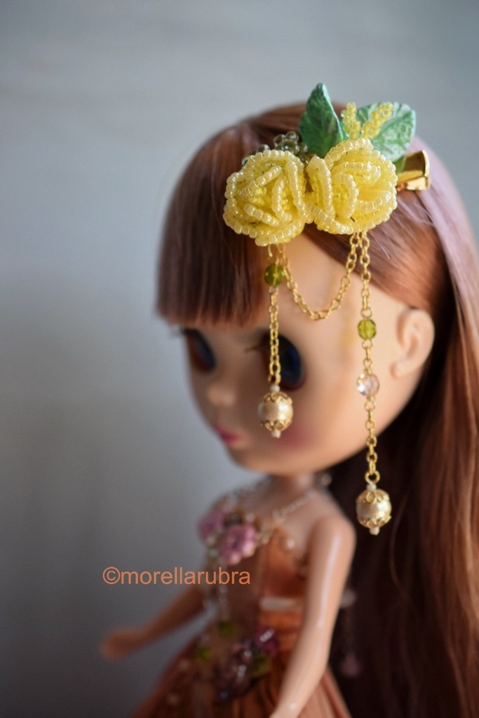 黄薔薇のヘアクリップ
