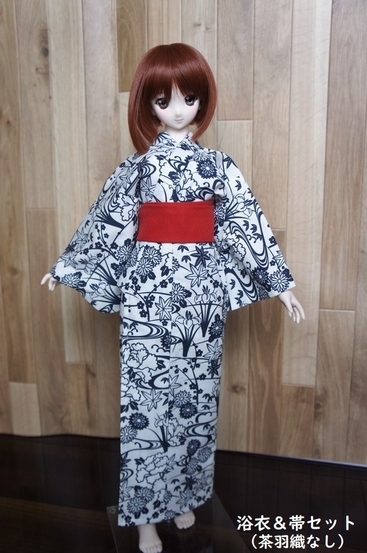 DD、DDS用温泉浴衣◆四季の花◆白×濃紺