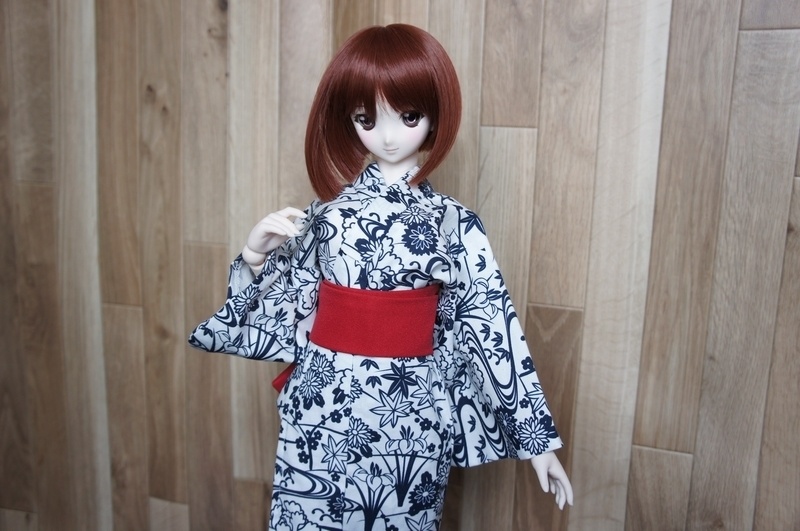 DD、DDS用温泉浴衣◆四季の花◆白×濃紺