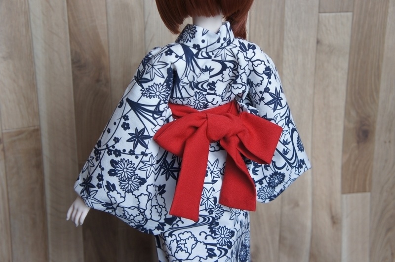 DD、DDS用温泉浴衣◆四季の花◆白×濃紺