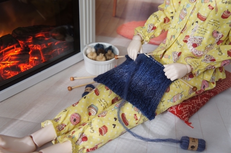 MSD/MDD/SD/DD用◆編みかけセーター◆3種のアラン模様・ハニカム