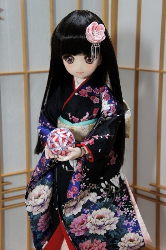 SD&DD、MSD&MDD用手まり◆二つ菊◆黒×金