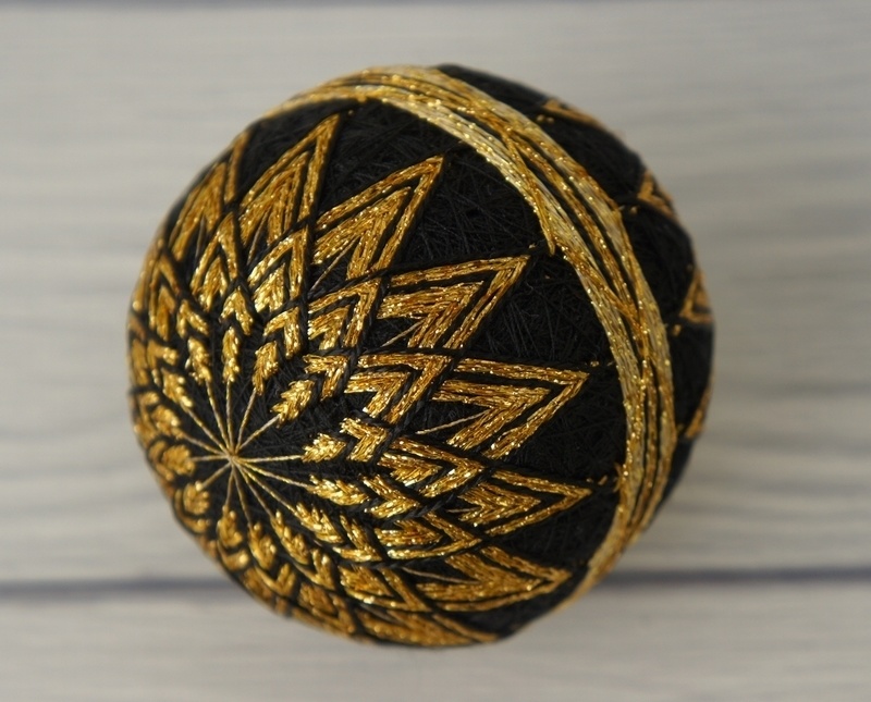 SD&DD、MSD&MDD用手まり◆二つ菊◆黒×金