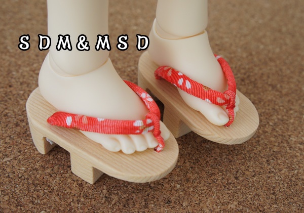 MSD&SDM普通足用◆白木下駄◆角丸◆ピンク・白