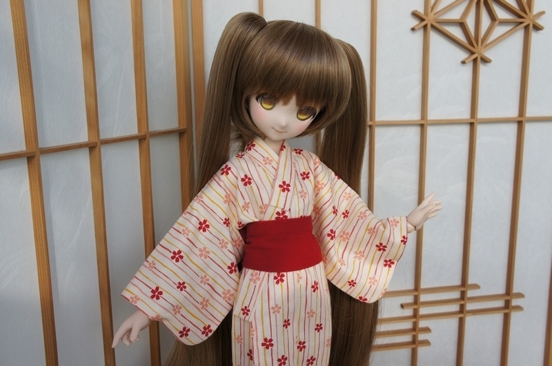 MDD/MSD用温泉浴衣◆桜によろけ縞