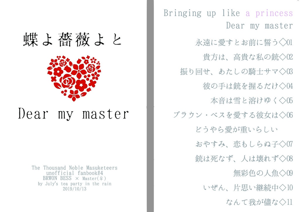 【ベスマス】蝶よ薔薇よと　Dear my master