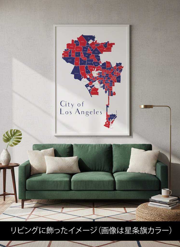 LA City Map|ロサンゼルス地図イラスト(星条旗カラー)