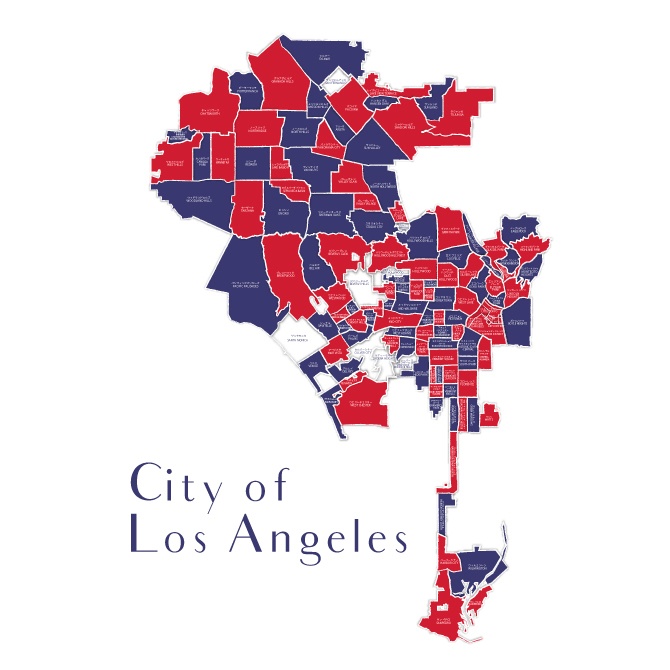 LA City Map|ロサンゼルス地図イラスト(星条旗カラー)