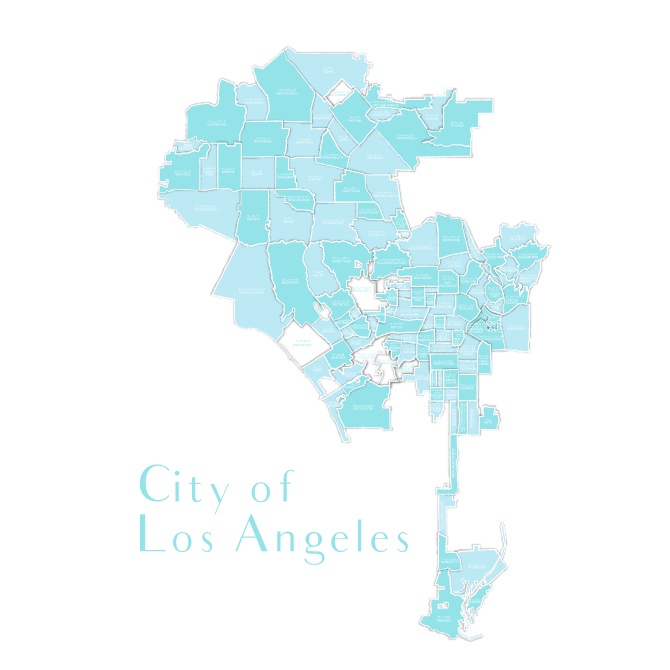 LA City Map|パステルカラー地図イラスト(ミント&ベージュ)