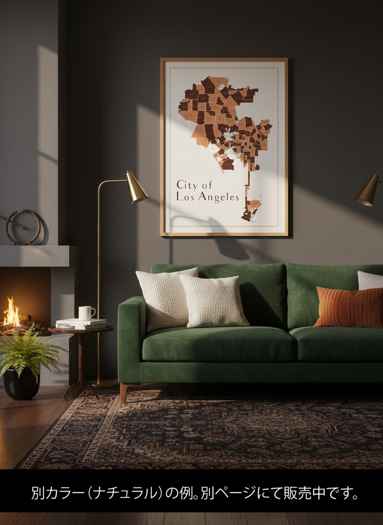 LA City Map|くすみピンク地図イラスト(ニュアンスカラー)