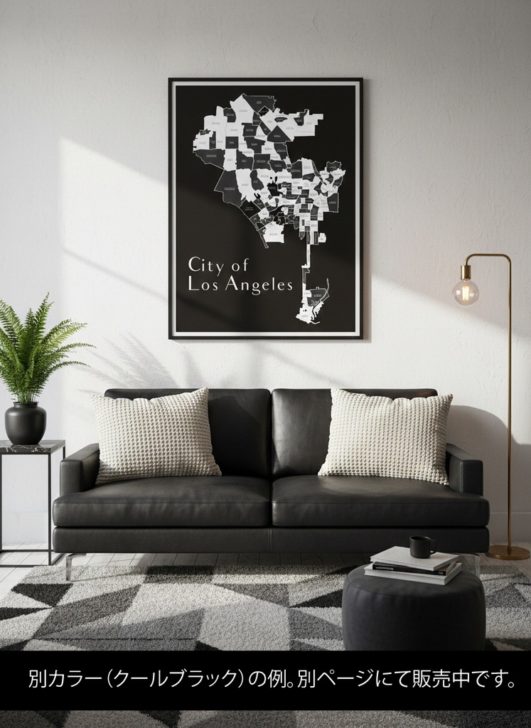 LA City Map|高級ネイビー地図イラスト(ゴールド&シック)