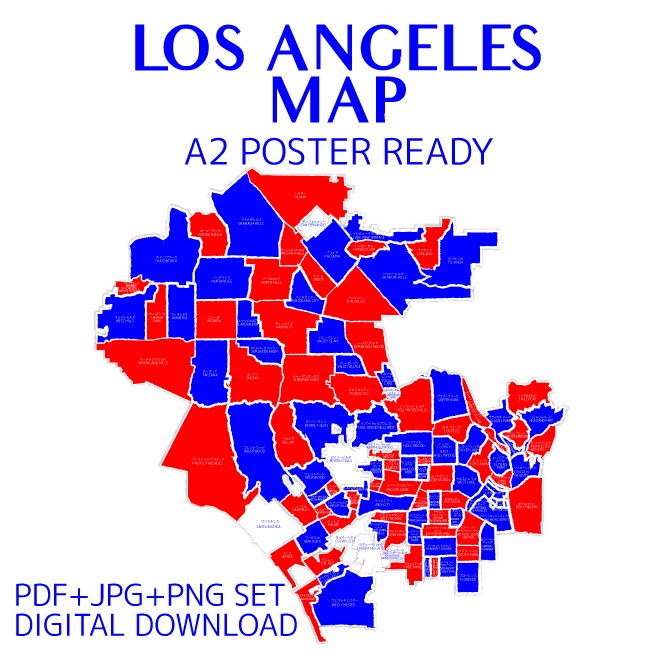 LA City Map｜ビビッドポップ地図イラスト