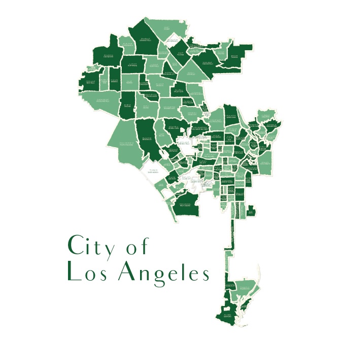 LA City Map|グリーン系地図イラスト