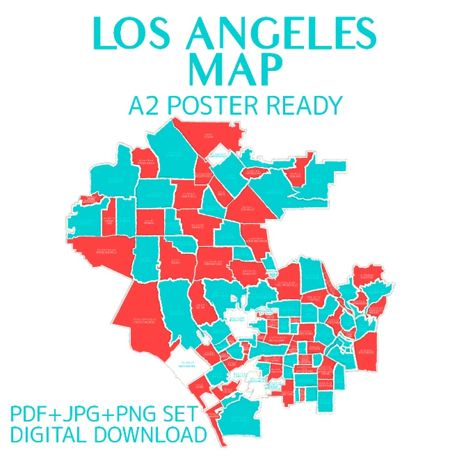 LA City Map|レトロ看板風地図イラスト