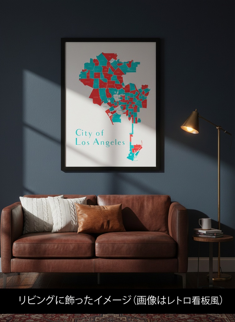 LA City Map|レトロ看板風地図イラスト