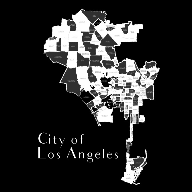 LA City Map|クールブラック地図イラスト